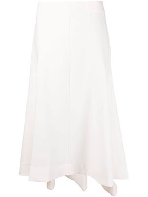 12 STOREEZ asymmetric A-line midi skirt - White