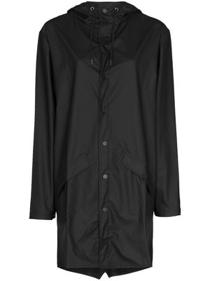 Rains Longer drawstring-hood raincoat - Black