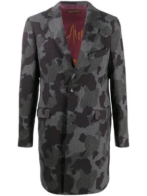 ETRO camouflage-print single breasted coat - Grey