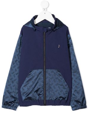 Herno Kids logo-print zip-up hooded jacket - Blue