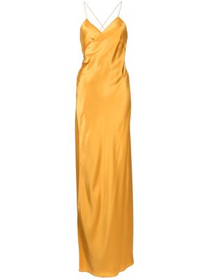 Michelle Mason cross-strap silk wrap gown - Gold