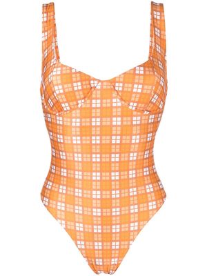 Faithfull the Brand Mona check swimsuit - Orange