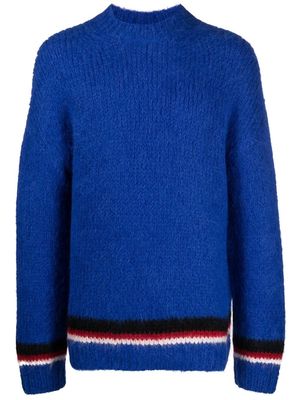 Saint Laurent stripe-detail long-sleeve jumper - Blue