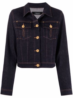 Versace contrast-stitch denim jacket - Blue