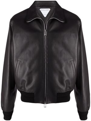 Bottega Veneta leather zip-up jacket - Brown
