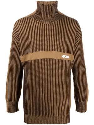 Gcds waffle knit jumper - Brown