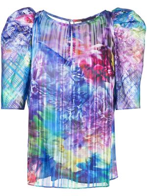 Marchesa Notte floral-print belted blouse - Multicolour
