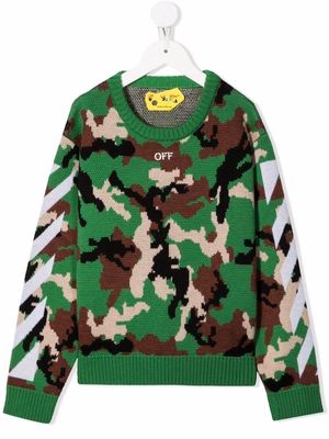 Off-White Kids camouflage-pattern jumper - Green