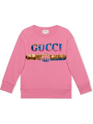 Gucci Kids sequin-embellished logo sweatshirt - Pink