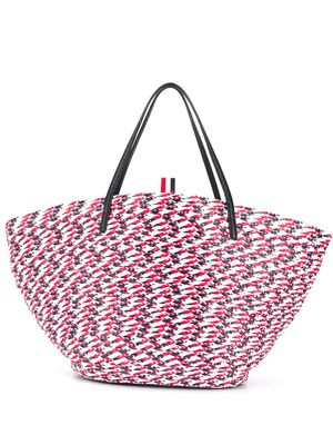 Thom Browne braided raffia basket bag - Red