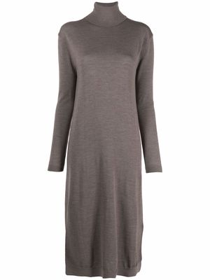 12 STOREEZ roll-neck knit jumper dress - Brown