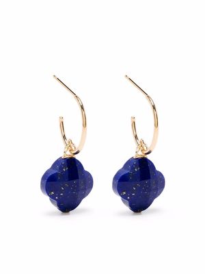 Morganne Bello 18kt yellow gold Clover stone lapis lazuli hoop earrings
