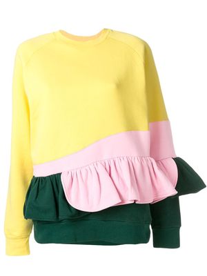 Ioana Ciolacu frilled colour block sweatshirt - Yellow