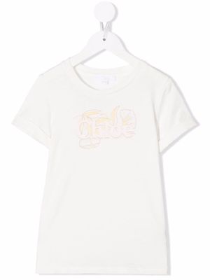 Chloé Kids logo-print cotton T-shirt - White