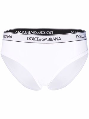 Dolce & Gabbana mid-rise logo-waistband cotton briefs - White