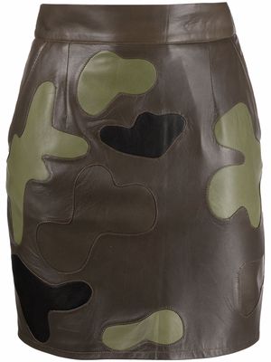 Almaz camouflage-print leather skirt - Green