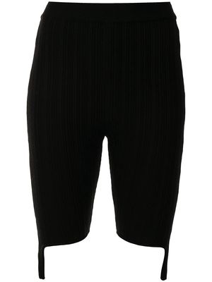 SJYP ribbed knit strap-detail shorts - Black