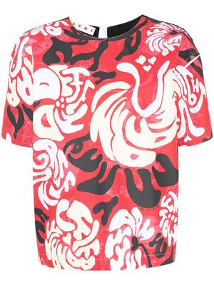 Marni graphic print short sleeve blouse - Red
