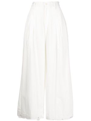 Y's straight-leg cropped trousers - White