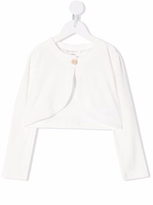Charabia jewel-button cropped jersey cardigan - White
