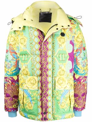 Philipp Plein baroque pattern-print jacket - Yellow