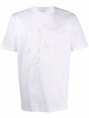 Brioni raised logo cotton T-shirt - White