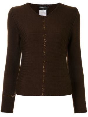 Chanel Pre-Owned 1999 lurex stripe knitted top - Brown