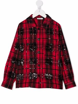 P.A.R.O.S.H. checked sequin-embellished shirt - Red