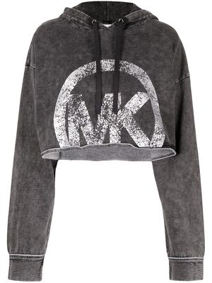 Michael Michael Kors logo-print cropped hoodie - Black