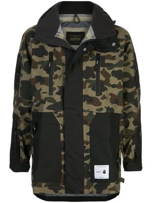 A BATHING APE® x Wtaps camouflage zip-up jacket - Black