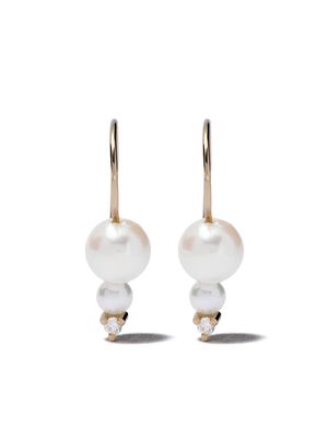 Mizuki 14kt gold Sea of Beauty double akoya pearl diamond earrings