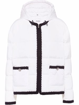 Miu Miu trimmed hooded puffer jacket - White