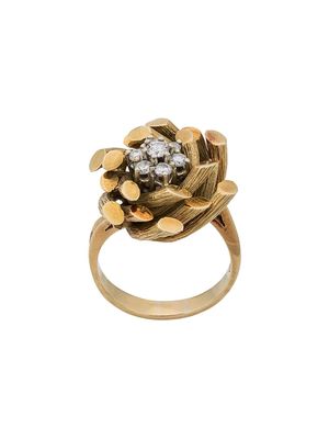 Katheleys Vintage 1970s 18kt gold and diamond Gubelin bamboo ring - GOLD/DIAMOND