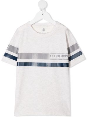 Brunello Cucinelli Kids logo-print T-shirt - Neutrals