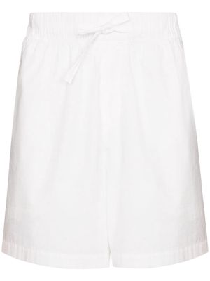 TEKLA high-waisted drawstring poplin shorts - White