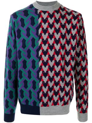Kolor geometric-print wool jumper - Grey