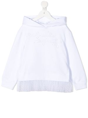 Ermanno Scervino Junior tulle-hem cotton hoodie - White