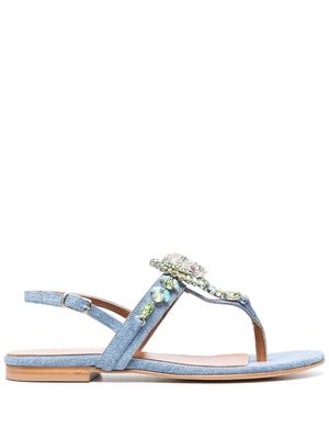 Philipp Plein embellished thong strap sandals - Blue