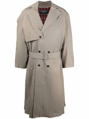 Balenciaga belted oversize trench coat - Neutrals