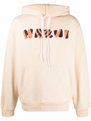 Marni logo-embroidered hoodie - Neutrals