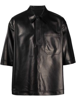 Valentino leather short-sleeve polo shirt - Black