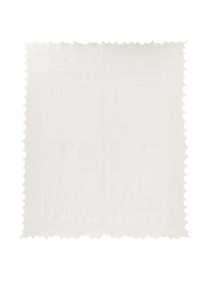 Bonpoint crocheted logo blanket - White