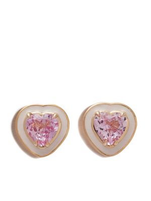 Alison Lou 14kt heart-shape sapphire stud earrings - Gold