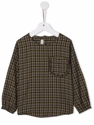 Babe And Tess plaid patch pocket top - Green