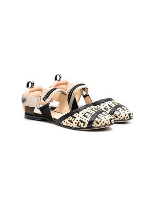 Fendi Kids FF-pattern ballerina shoes - Neutrals