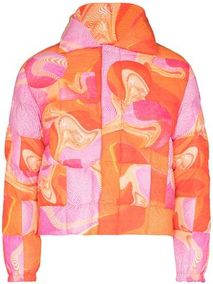 ERL Circle abstract-print puffer jacket - Pink