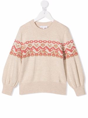 Chloé Kids fine-knit logo jumper - Neutrals