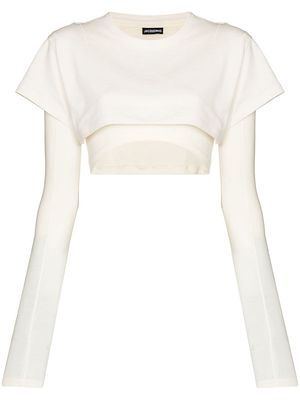 Jacquemus Le Double cropped layered T-shirt - White