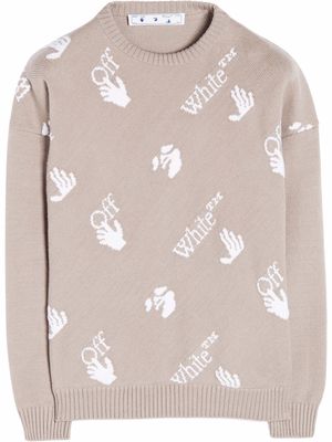 Off-White all-over logo knitted jumper - Grey