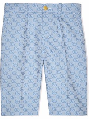 Gucci Kids Double G cotton shorts - Blue